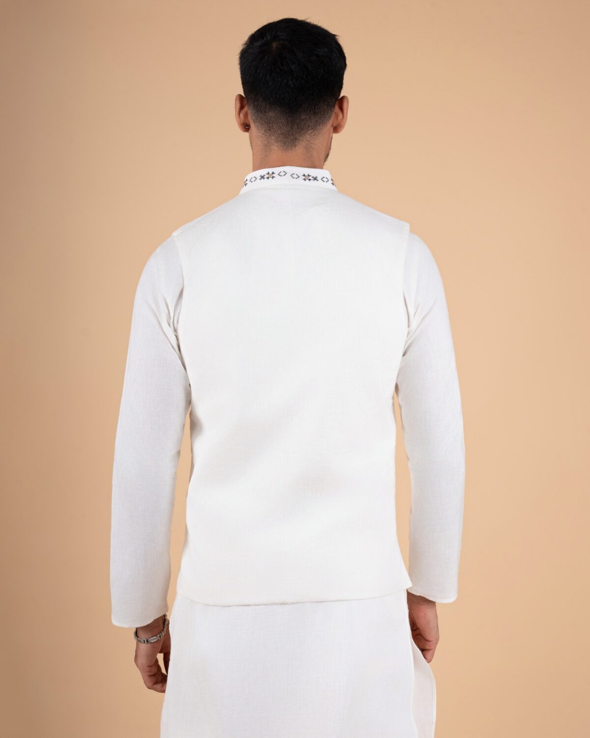 Elegant White Embroidered Koti - Image 5