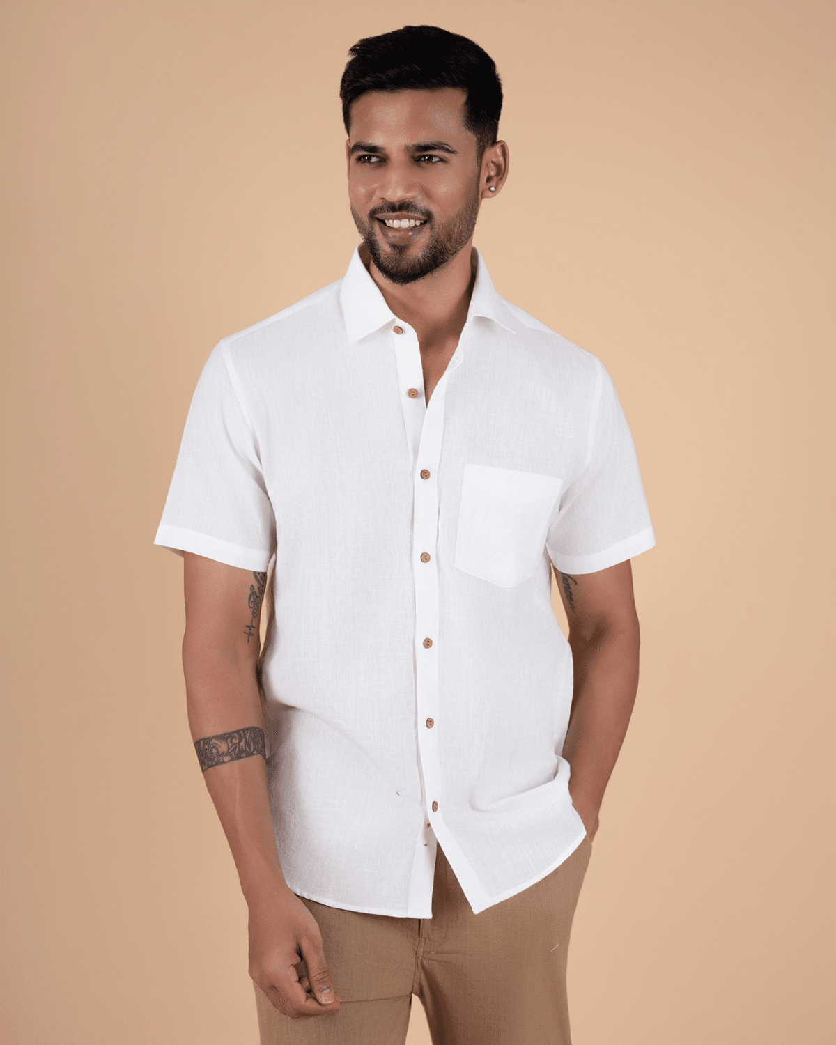 Elegant White Half Sleeve Shirt