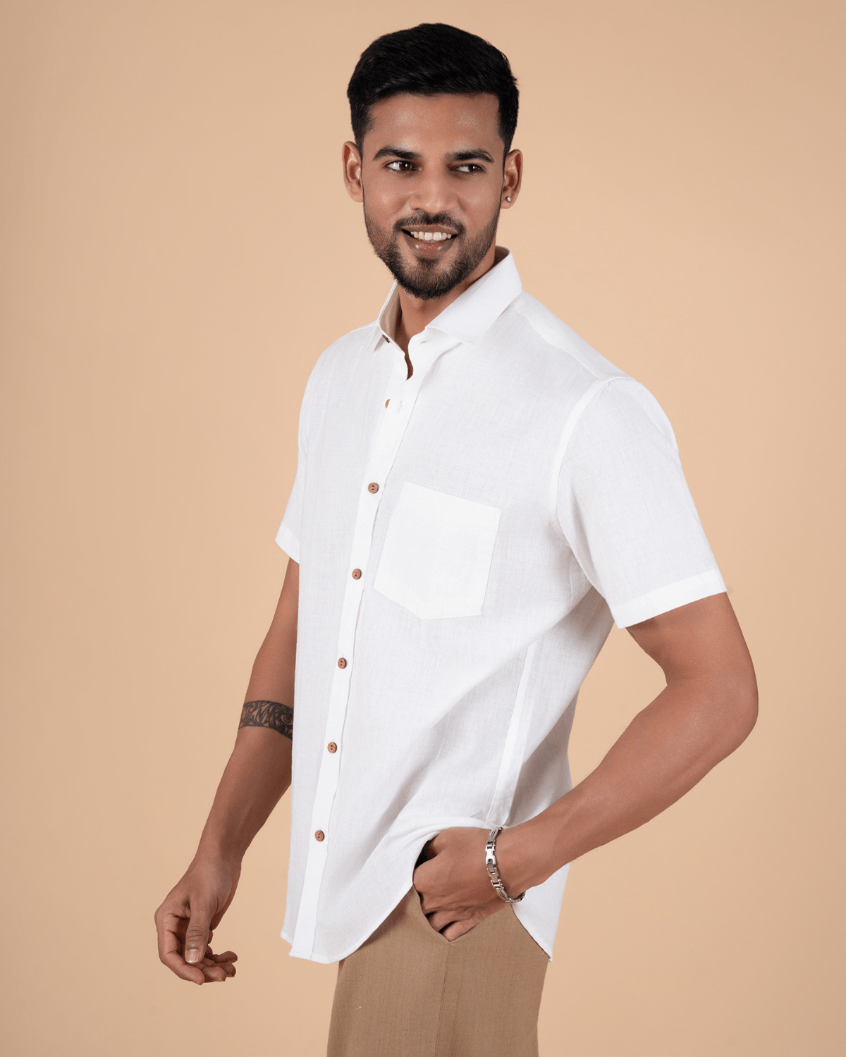 Elegant White Half Sleeve Shirt - Image 2