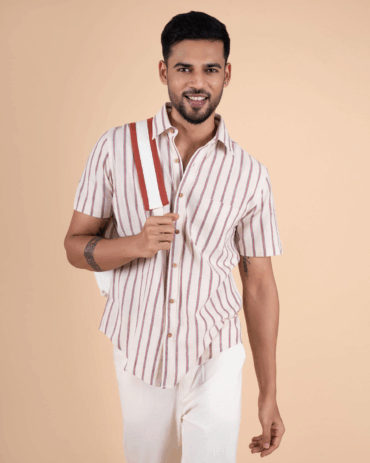 Rustic Stripe Half Sleeve Shirt