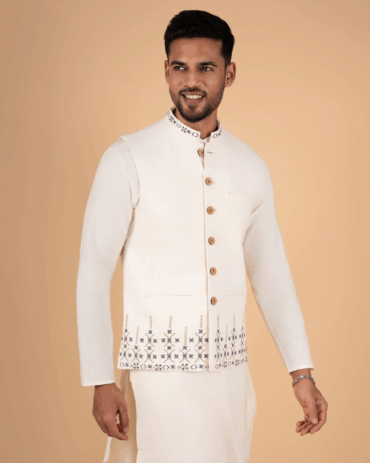 Natural Raw Embroidered Koti