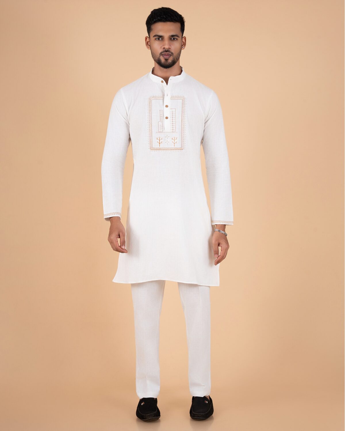 Natural Raw Embrodiered Kurta Set - Image 3