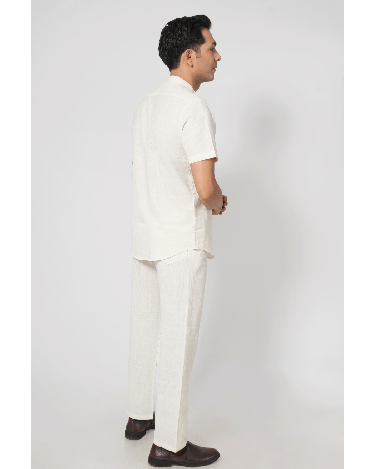 White Stand Collar Pocket Shirt - Image 3