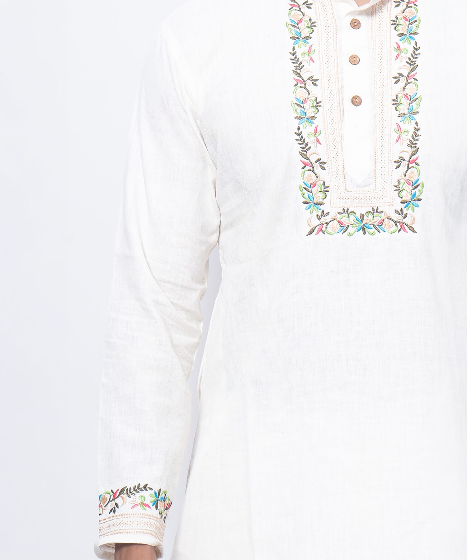 Elegant White Phool Rang Embroidered Kurta Set - Image 4