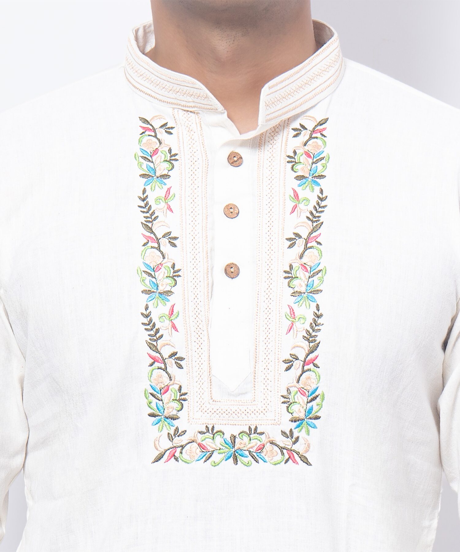 Elegant White Phool Rang Embroidered Kurta Set - Image 5