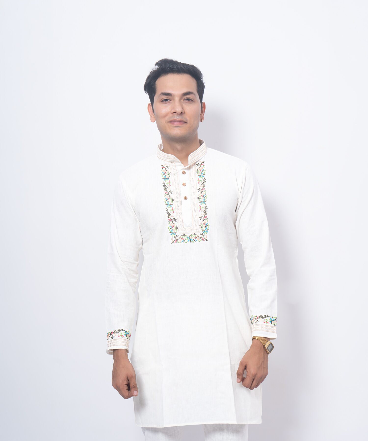 Elegant White Phool Rang Embroidered Kurta Set - Image 2